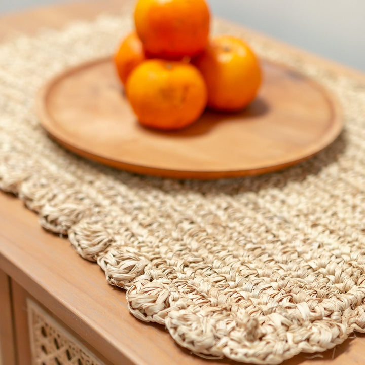 Tischset (2er, 4er oder 6er Set) 50x30 cm | Rechteckige Boho-Tischmatte KUARA aus Bast gewebt