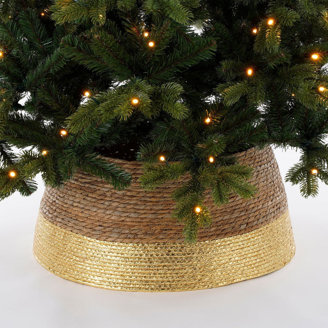 Ständerabdeckung - Weihnachtsbaum Korb - Seegras - Gold - Ø50cm