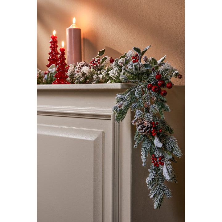 Girlande - Weihnachtsdeko mit Beeren & Schnee – L178cm