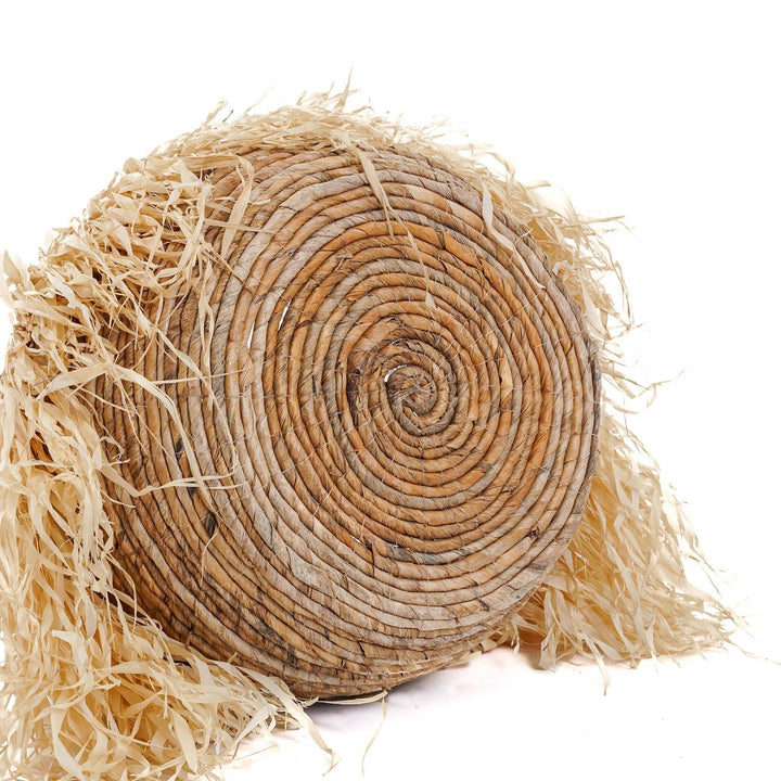 RAFFIA Korb - Aufbewahrungskorb mit Griffen - Bast Natur L