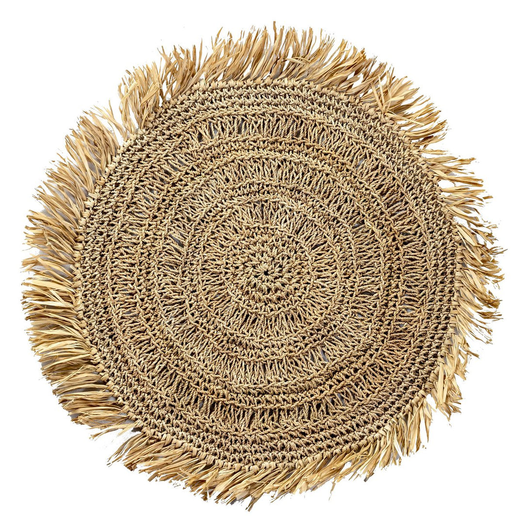 Tischset (2er-, 4er- oder 6er-Set) 45 cm rundes Boho-Tischset WAISAI aus Raffiabast