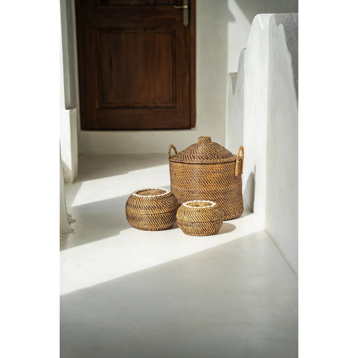 COLONIAL PEEK-A-BOO Korb - Dekokorb mit Deckel - Naturbraun - M