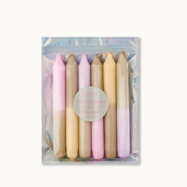 Dip Dye Kerzen 6er-Set: Taupe Edition