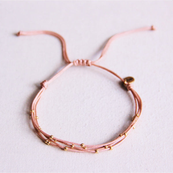 Armband - Satinband PEARLS Gold - Altrosa