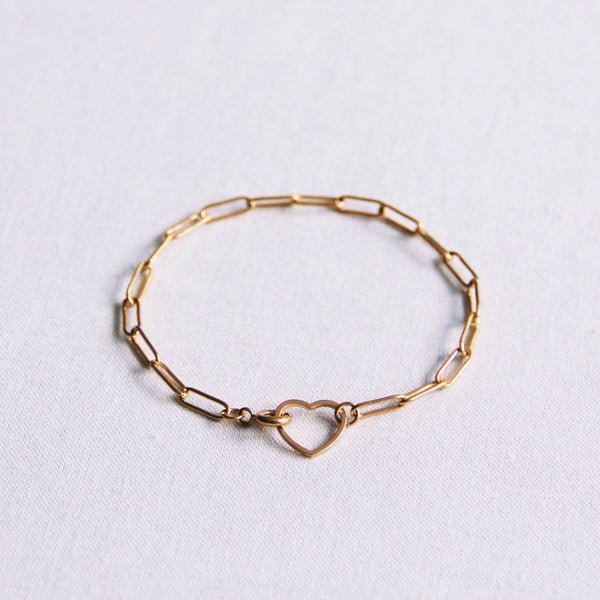 Armband - D-Chain Glieder - Charm HEART - Gold
