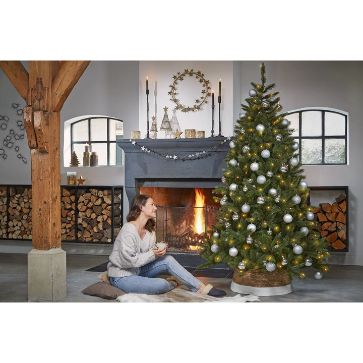 Weihnachtsbaum Korb – H26 x Ø58 cm – Seegras – Weiß