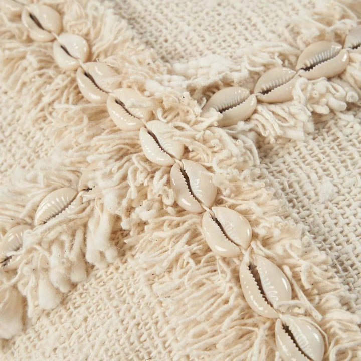 NOMAD Baumwoll Kissenbezug mit Muscheln - Baumwolle Natur 50x50