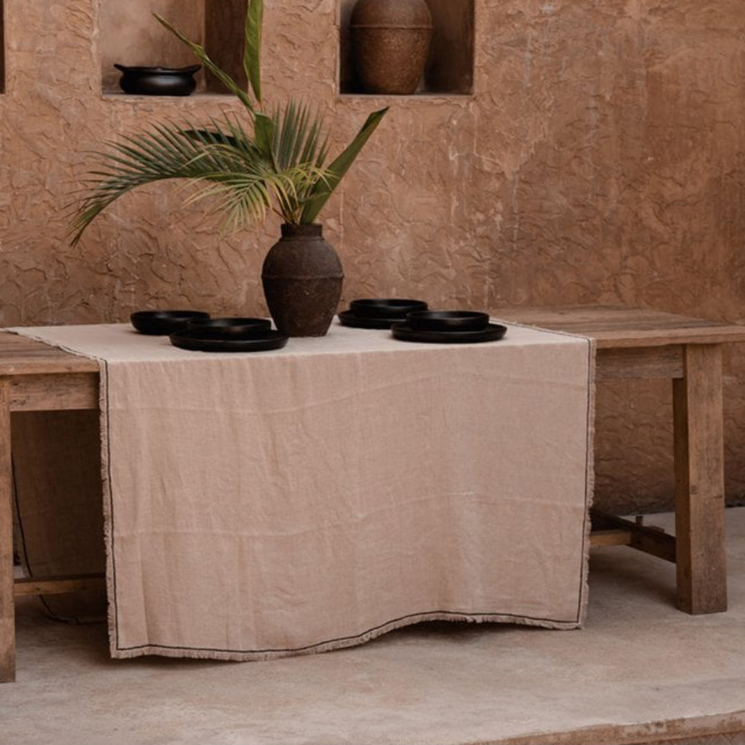 TUSCANY Tischdecke - Leinen Natur 150x300