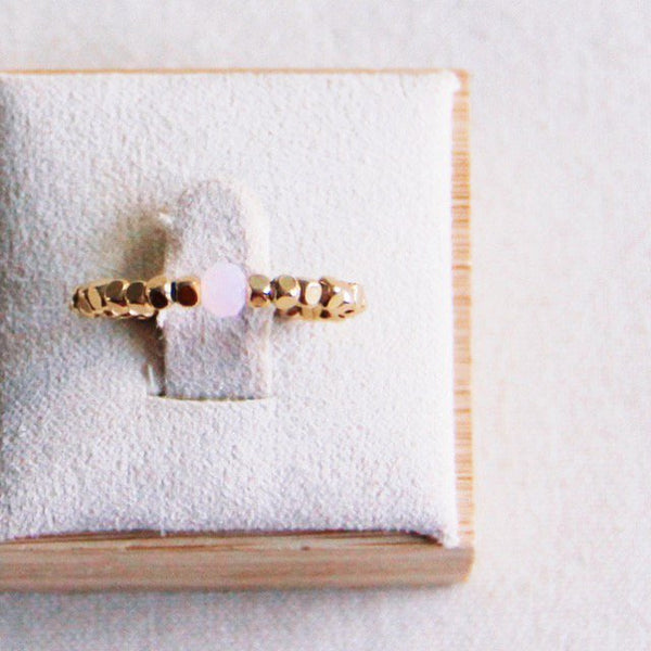 Ring - elastisch - CUBES & PEARL - Gold/Rosa