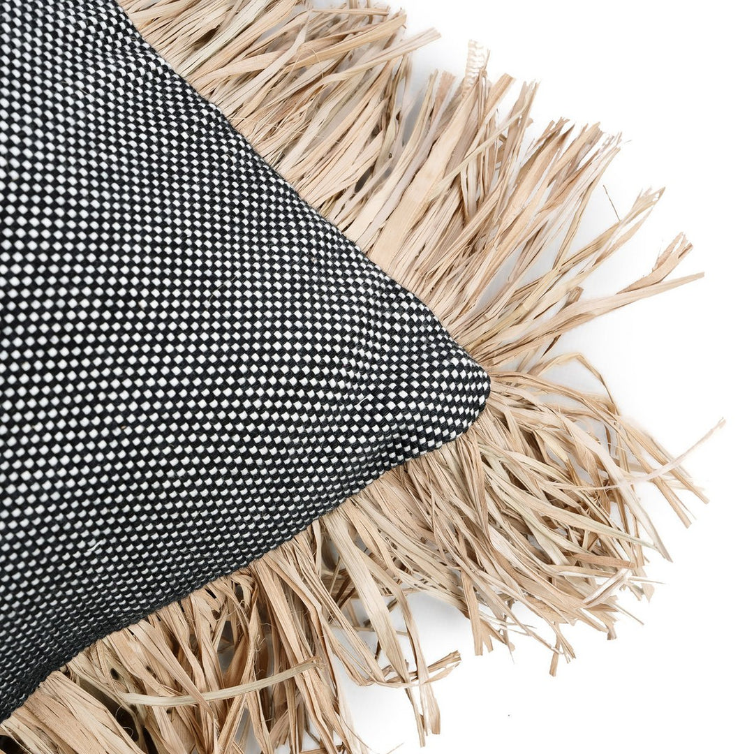 COTTON BONITA Kissenbezug - Baumwolle mit Raffia Fransen 30x50