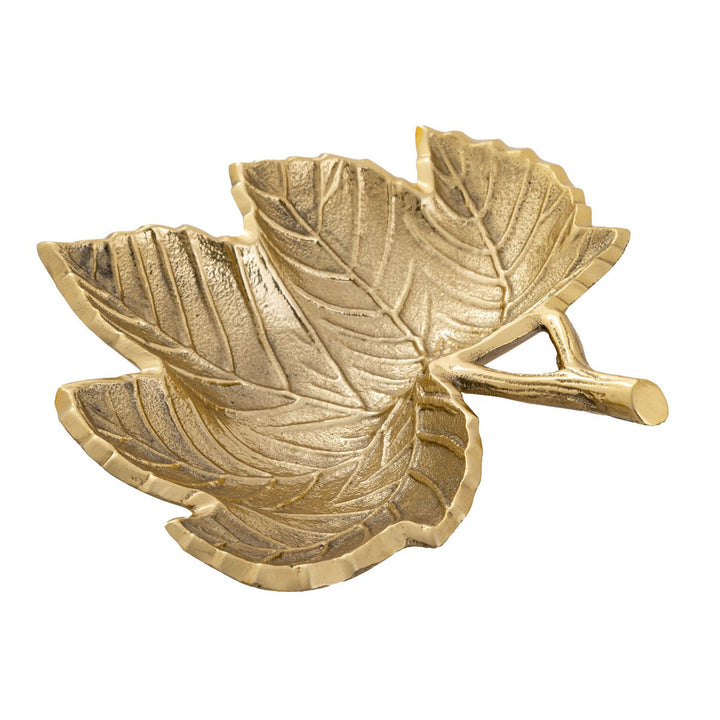 Dekoschale - Snackschale - Schale Laub Blatt - Aluminium gold o. silber