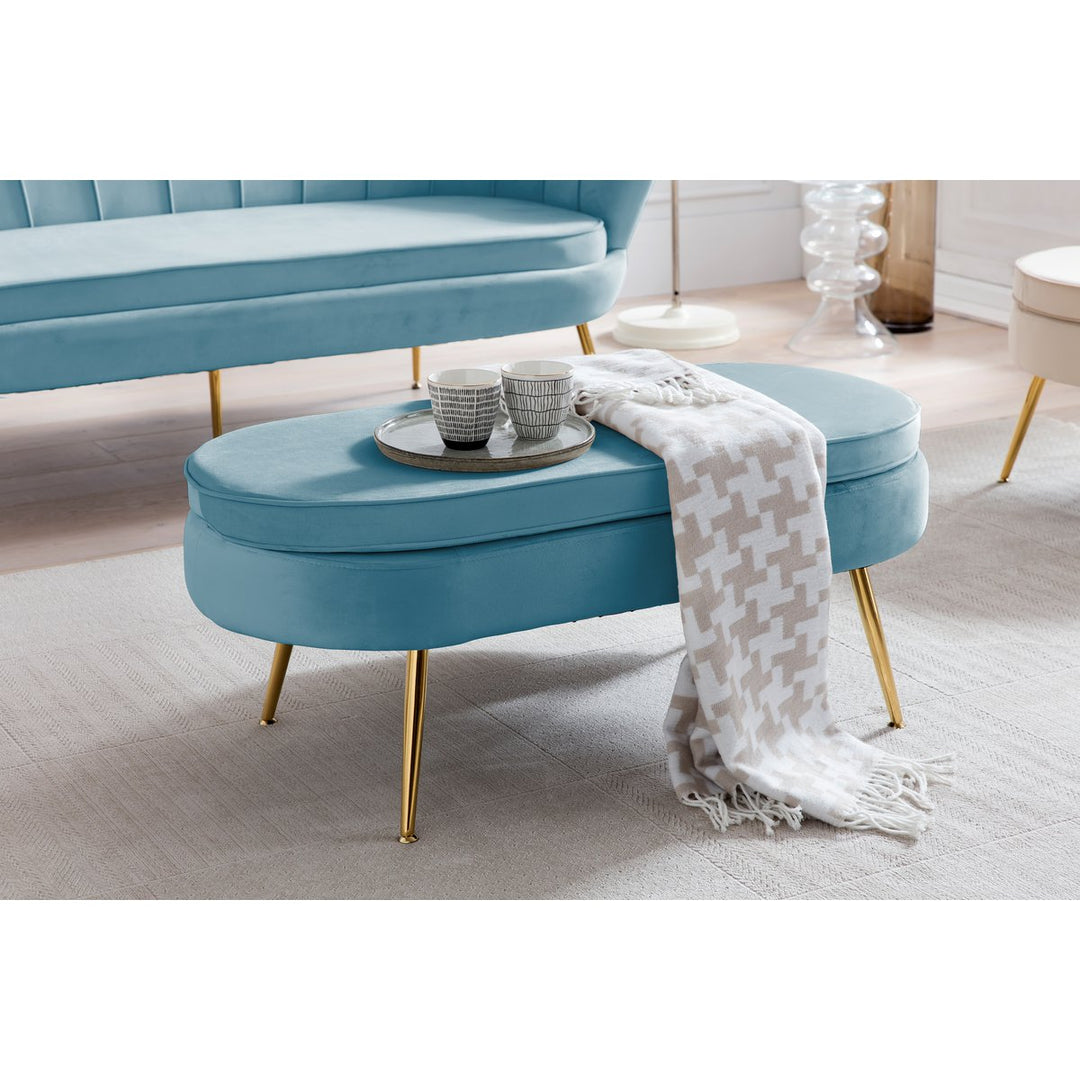 Hocker ARIELLE - Sitzbank - Oval Samt Blau