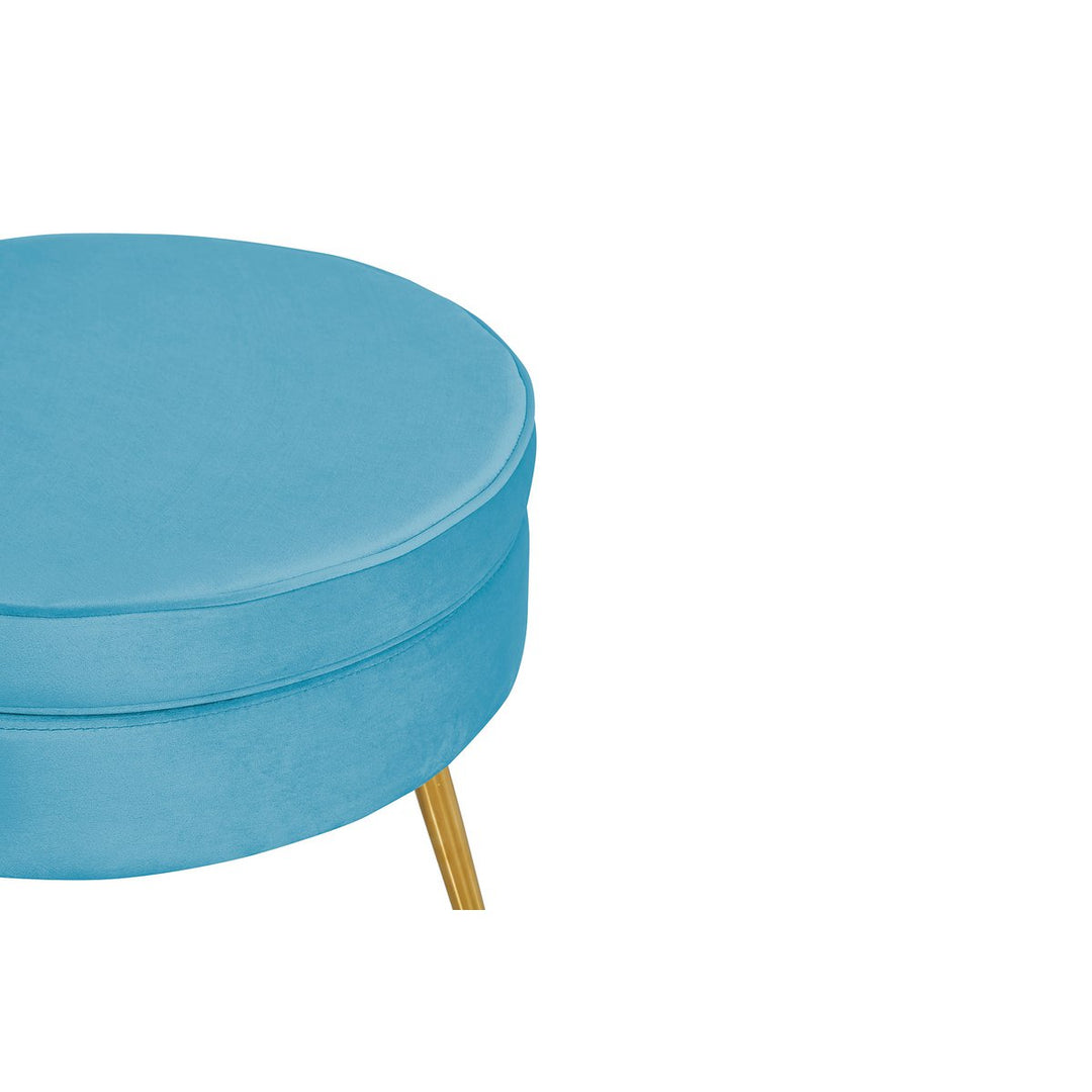Hocker ARIELLE - Sitzpouf - Rund Samt Blau