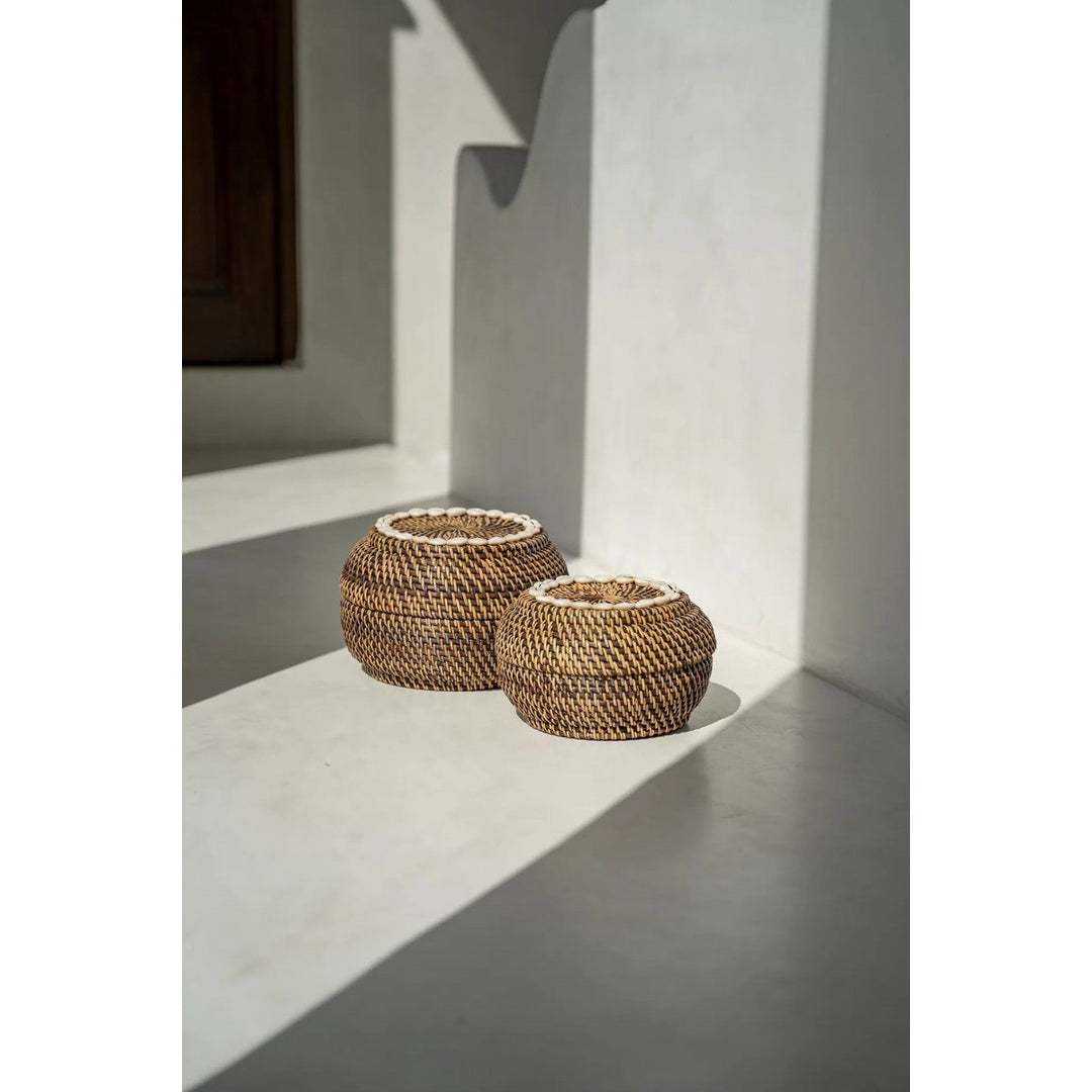 COLONIAL PEEK-A-BOO Korb - Dekokorb mit Deckel - Naturbraun - M