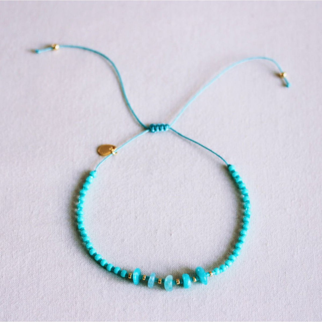 Armband - Miyuki - PEARLS & STONES - Türkis/Mint/Gold