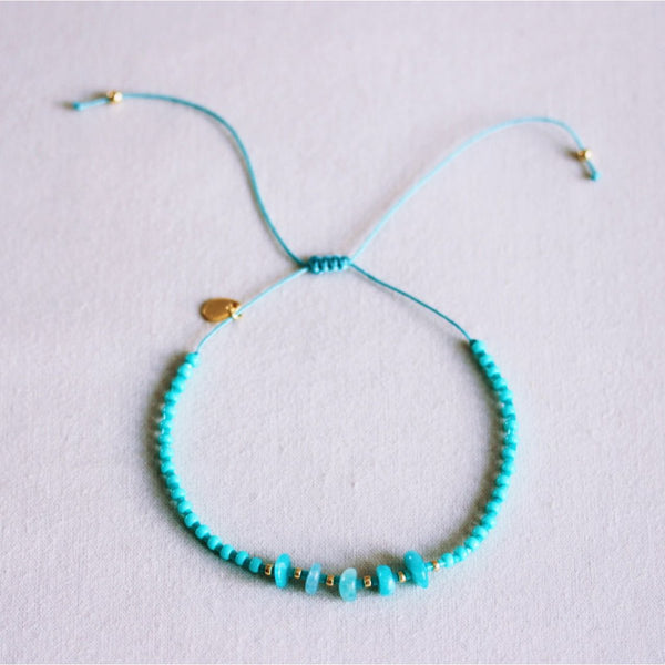 Armband - Miyuki - PEARLS & STONES - Türkis/Mint/Gold