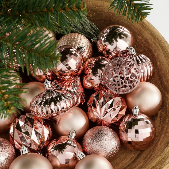 Weihnachtskugeln Set – 60 Stück – Ø7 cm – Kuststoff – Rosa