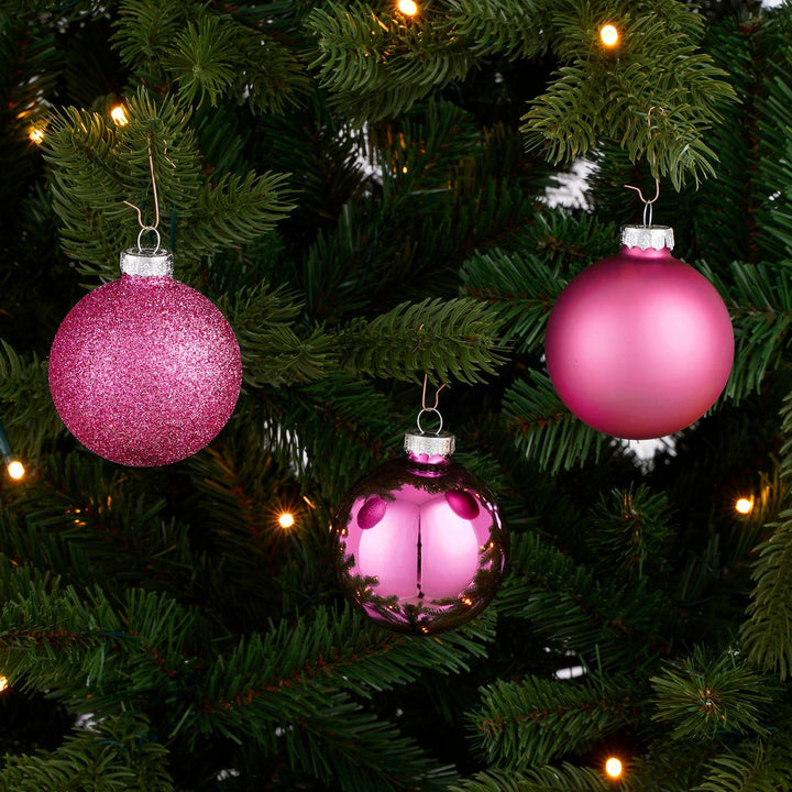 Weihnachtskugeln Set - 42 Stück - Ø7 cm - Glas - Pink