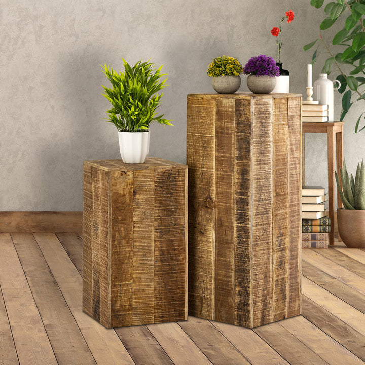 Blumensäule - Blumen Hocker - Pflanzenständer - Beistelltisch Mangoholz