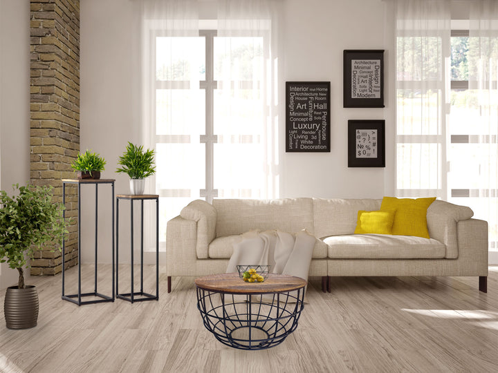 Blumensäulen PERU - Beistelltisch - Blumen Hocker - Pflanzenständer 2er-Set