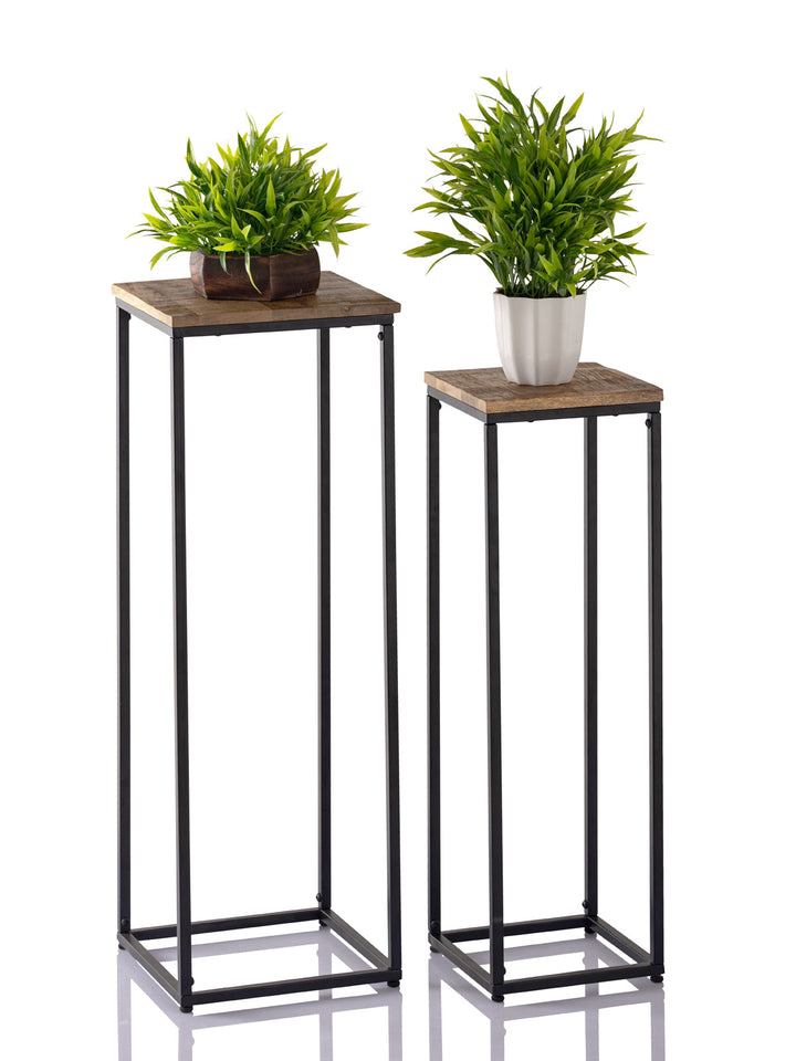 Blumensäulen PERU - Beistelltisch - Blumen Hocker - Pflanzenständer 2er-Set