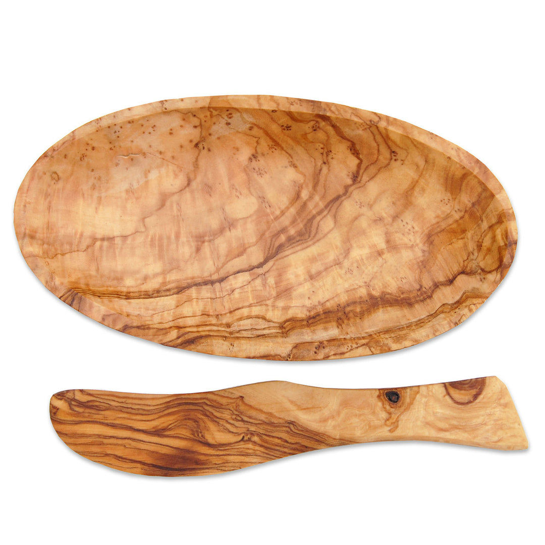 Buttermesser mit Schale aus Olivenholz