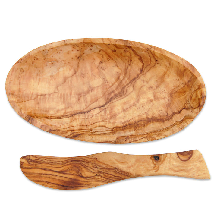 Buttermesser mit Schale aus Olivenholz