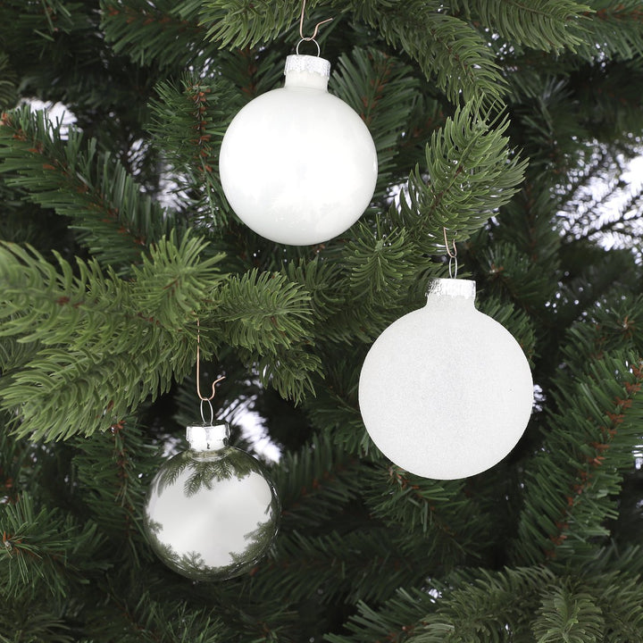 Weihnachtskugeln Set - 42 Stück - Ø7 cm - Glas - Weiß