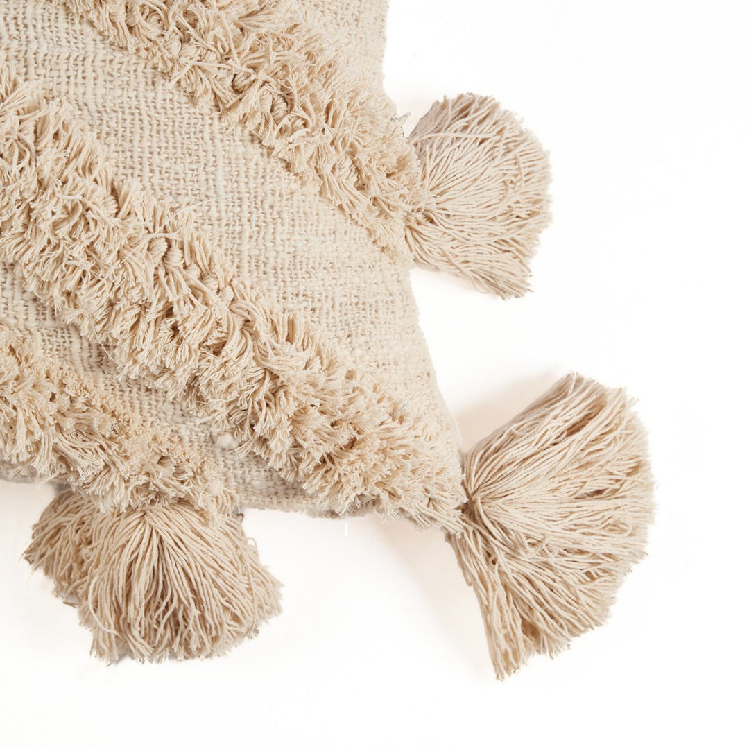 NOMAD TASSEL Kissenbezug mit Quasten - Creme 35x60