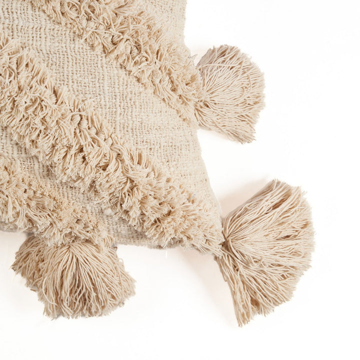 NOMAD TASSEL Kissenbezug mit Quasten - Creme 35x60