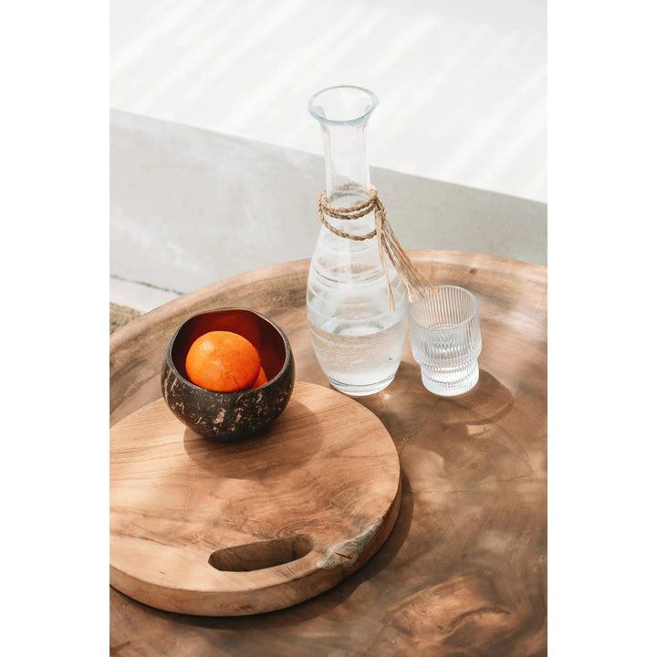 TEAK ROOT Tablett - Dekobrett - Servierplatte mit Griffen M