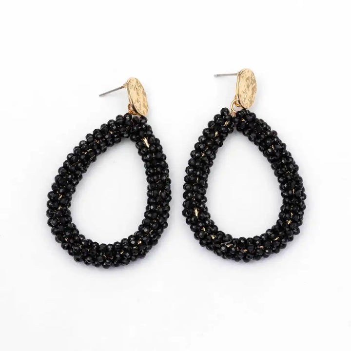 Statement Ohrringe - Glitzertropfen - Ohrstecker schwarz/gold