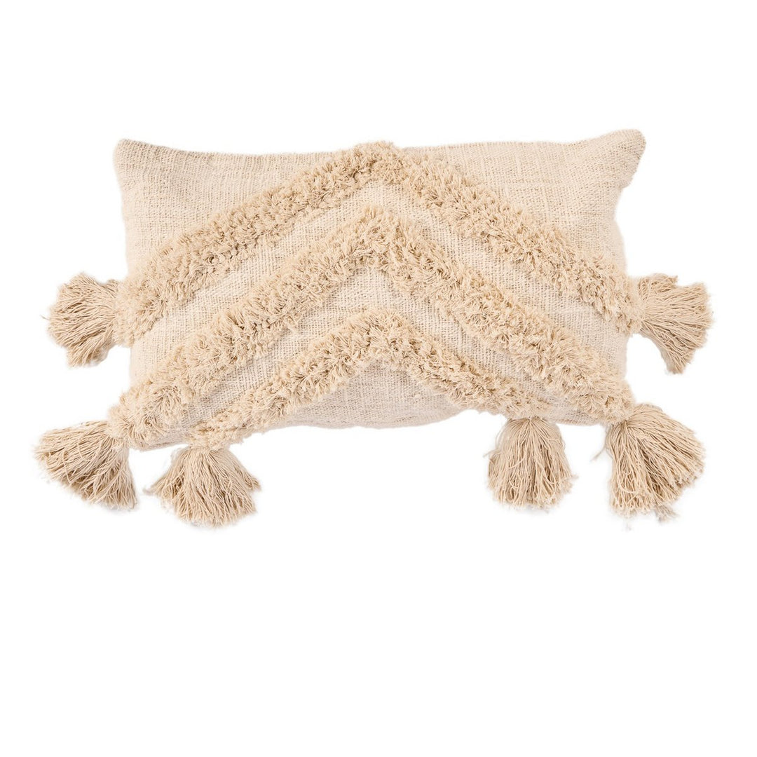 NOMAD TASSEL Kissenbezug mit Quasten - Creme 35x60