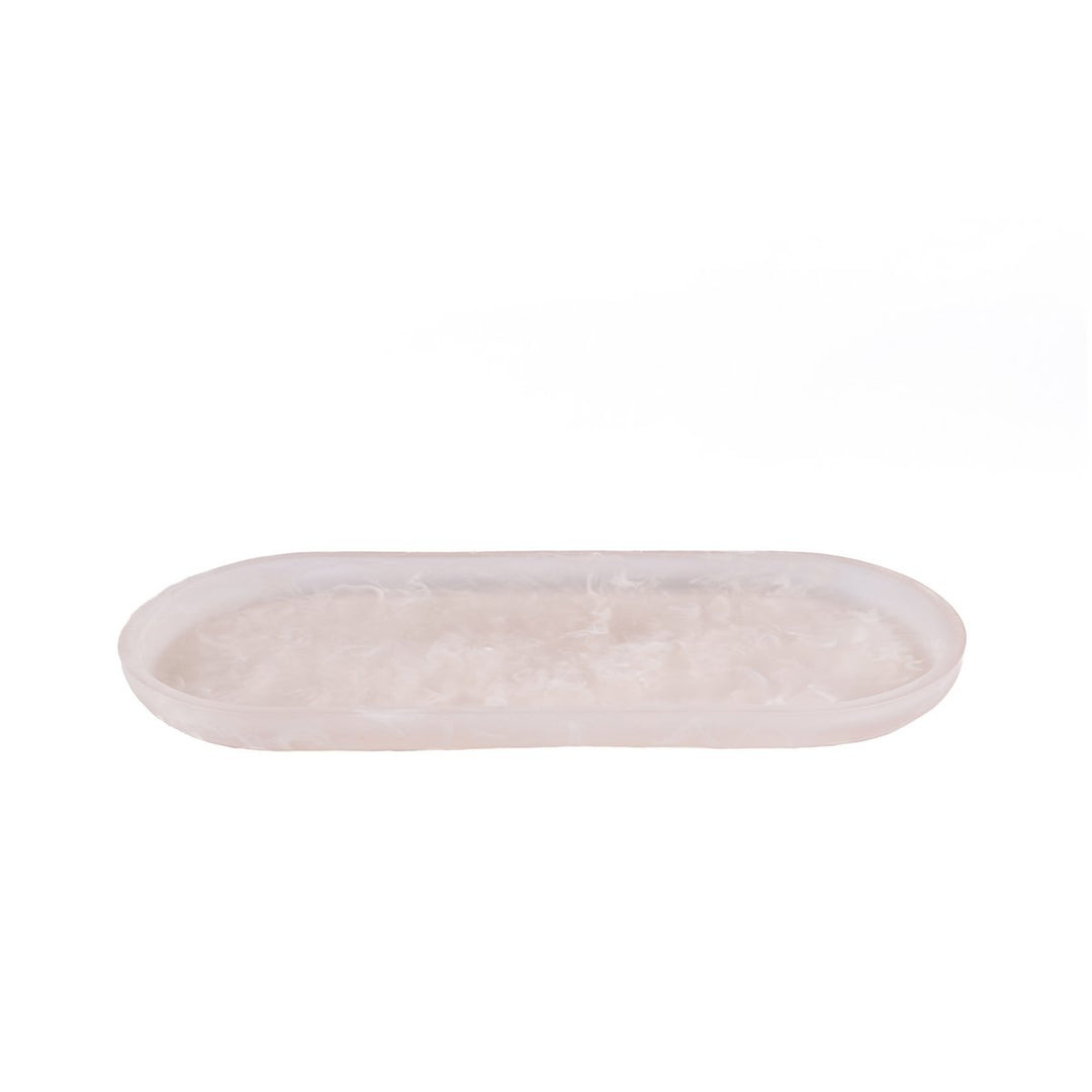RESIN ORGANIC PLATE oval - Rosa Weiß