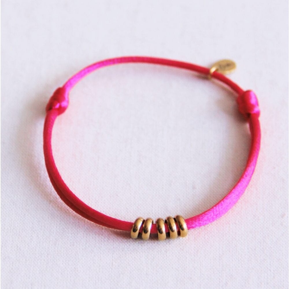 Armband - Satinband RINGS Gold - Fuchsia/Pink