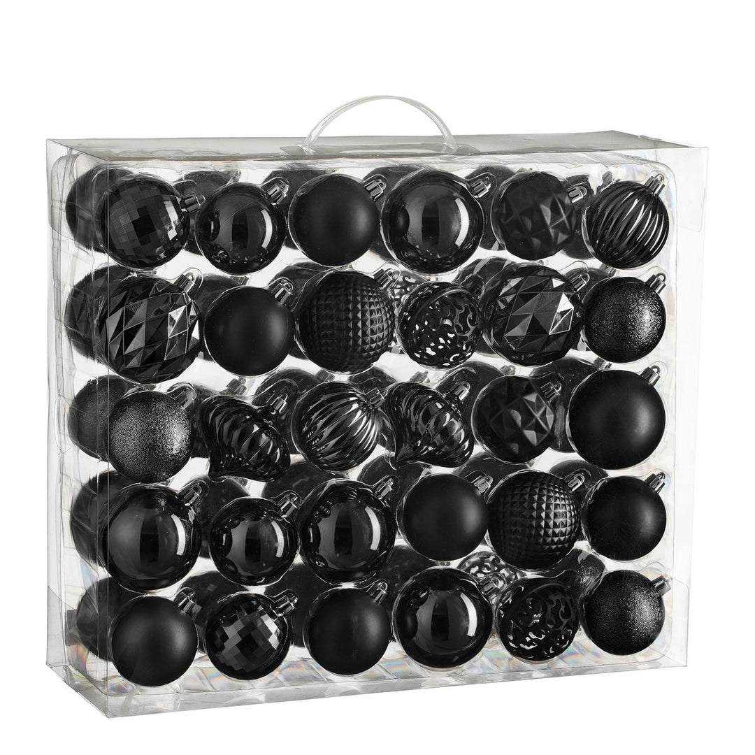 Weihnachtskugeln Set – 60 Stück – Ø7 cm – Kunststoff – Schwarz