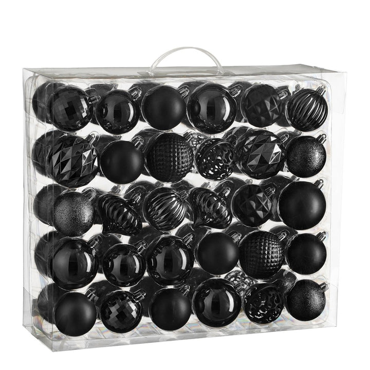 Weihnachtskugeln Set – 60 Stück – Ø7 cm – Kunststoff – Schwarz