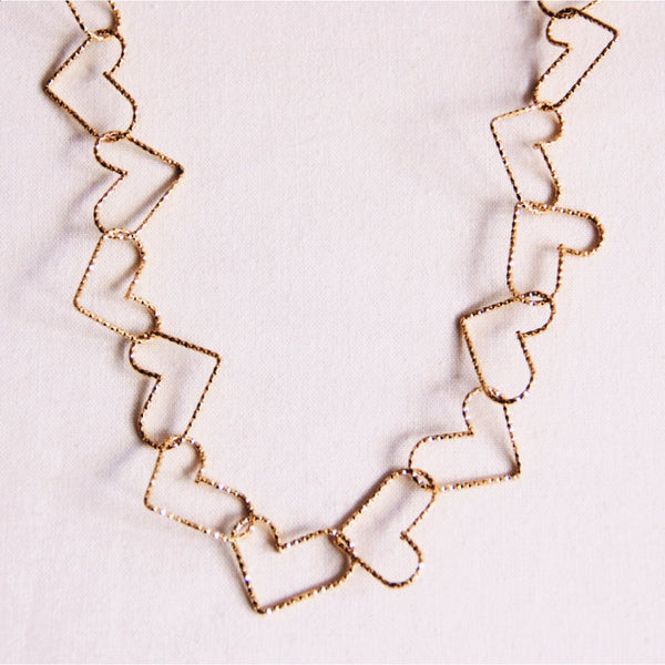 Halskette - Kettenglieder HEARTS Shape groß - Gold