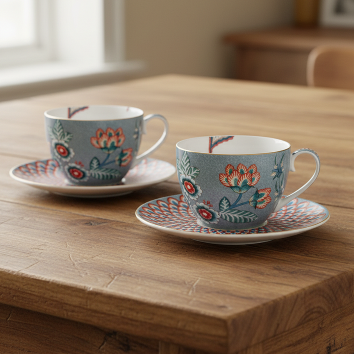 Tassen FLOWER FESTIVAL Light Blue - 2er-Set