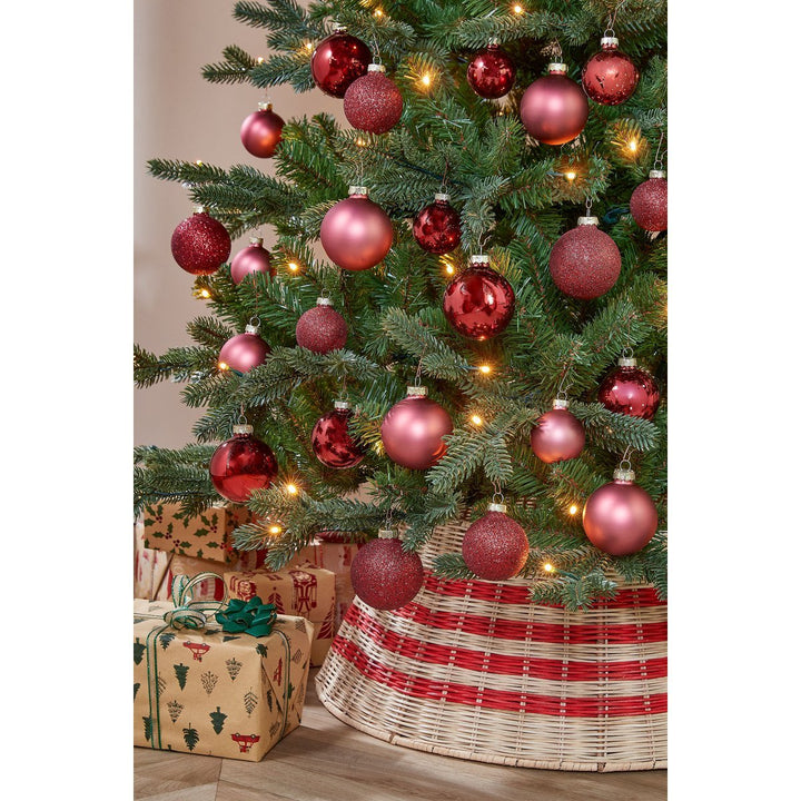 Glaskugeln - Weihnachtsbaumdeko - Dunkelrot - 42 Stück