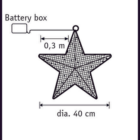 Weihnachtsbeleuchtung Stern mit warmweißen LED-Lichtern – Ø40 cm