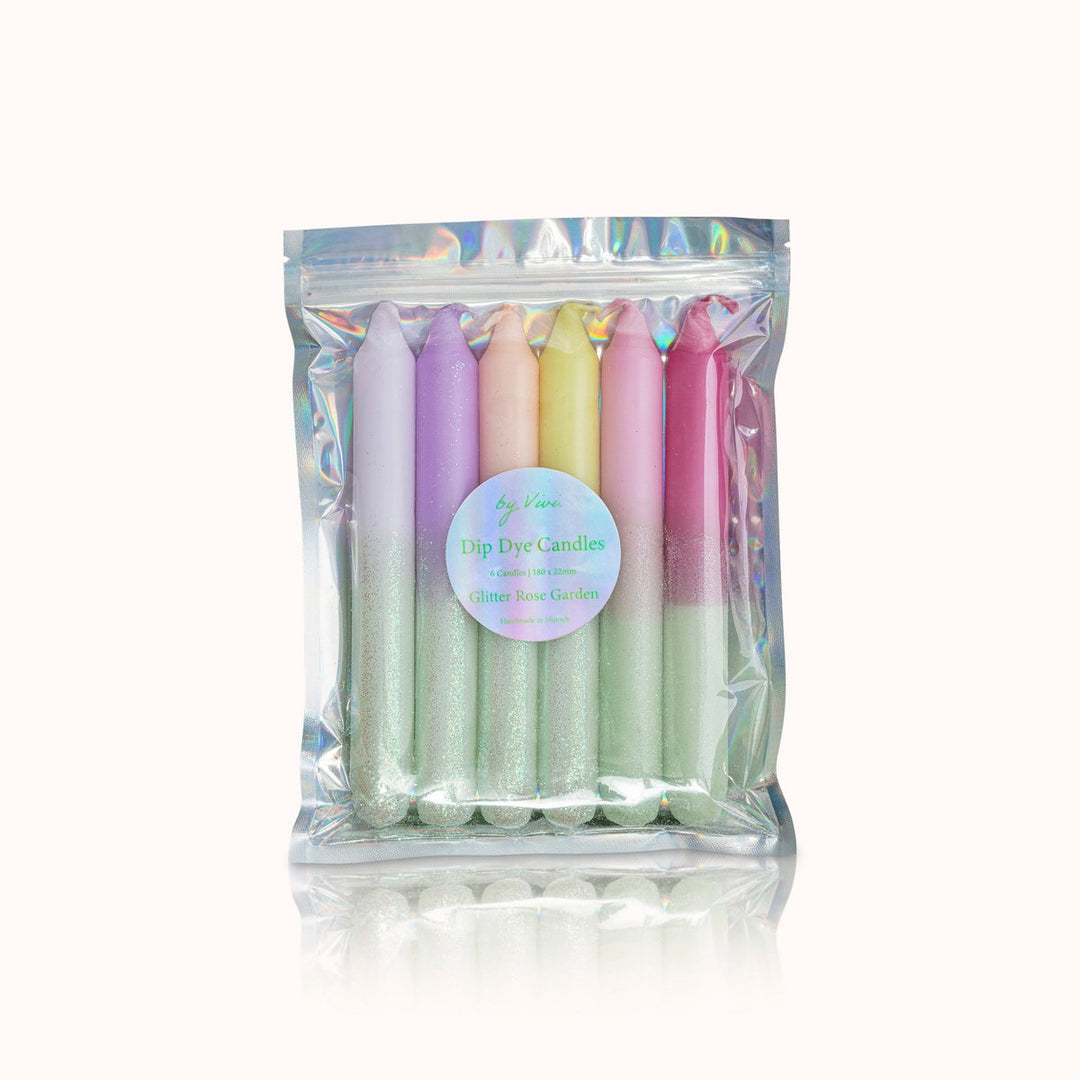 Dip Dye Kerzen 6er-Set GLITTER ROSE GARDEN
