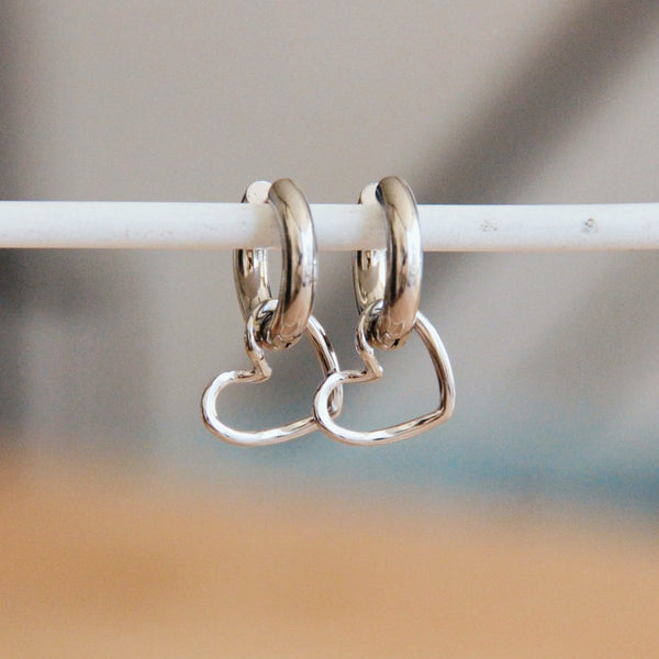 Ohrringe - Creole Silber Bold - Charm HEART
