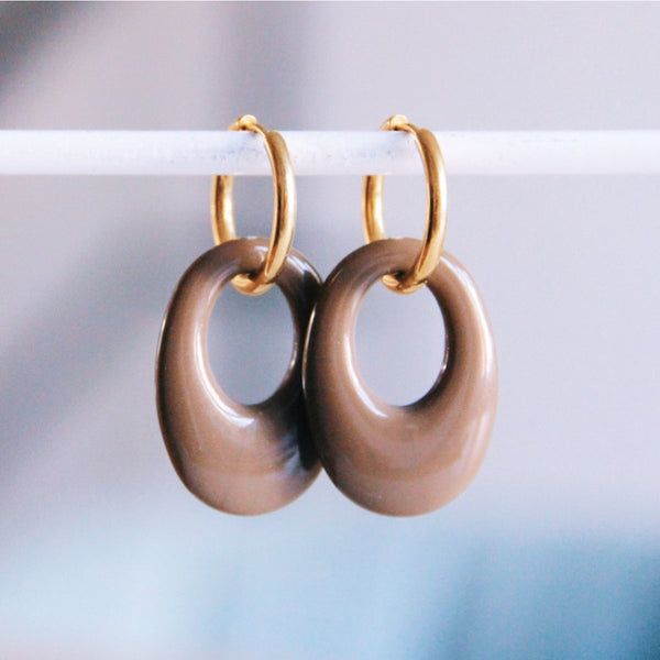 Ohrringe - RESIN DROP Mokka - Creole Gold