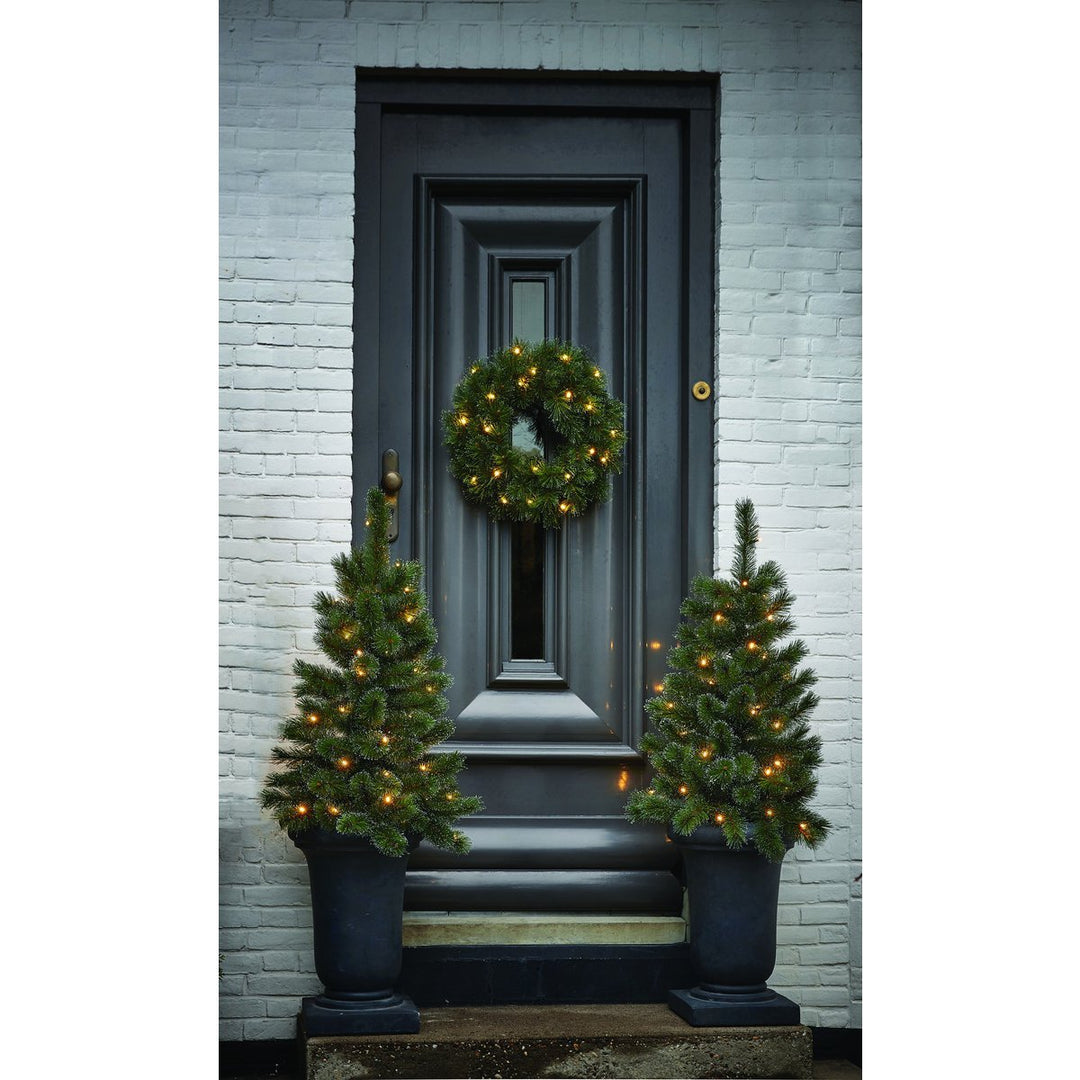 Dekoset "Glendon" - 2 Weihnachtsbäume & 1 Kranz mit LED-Beleuchtung
