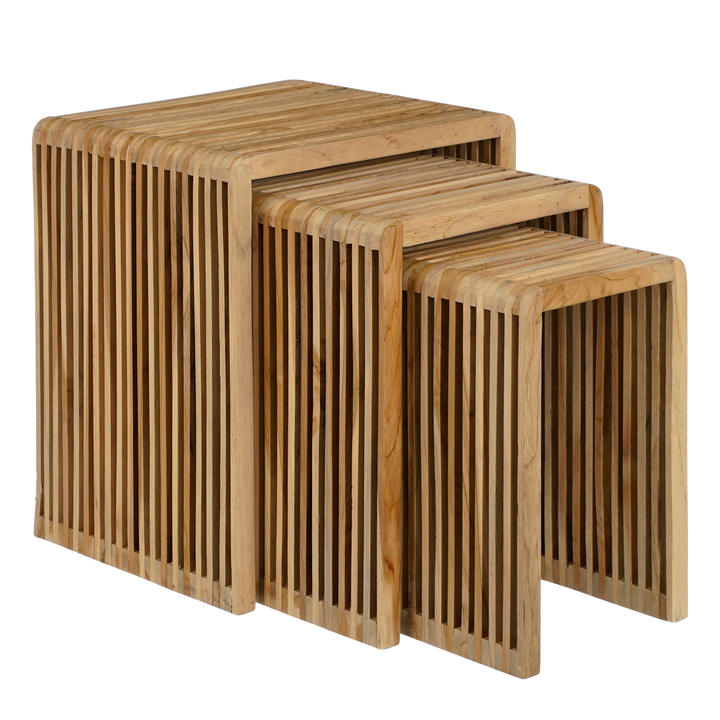 Yonker Beistelltisch – 3er-Set – recyceltes Holz – Braun