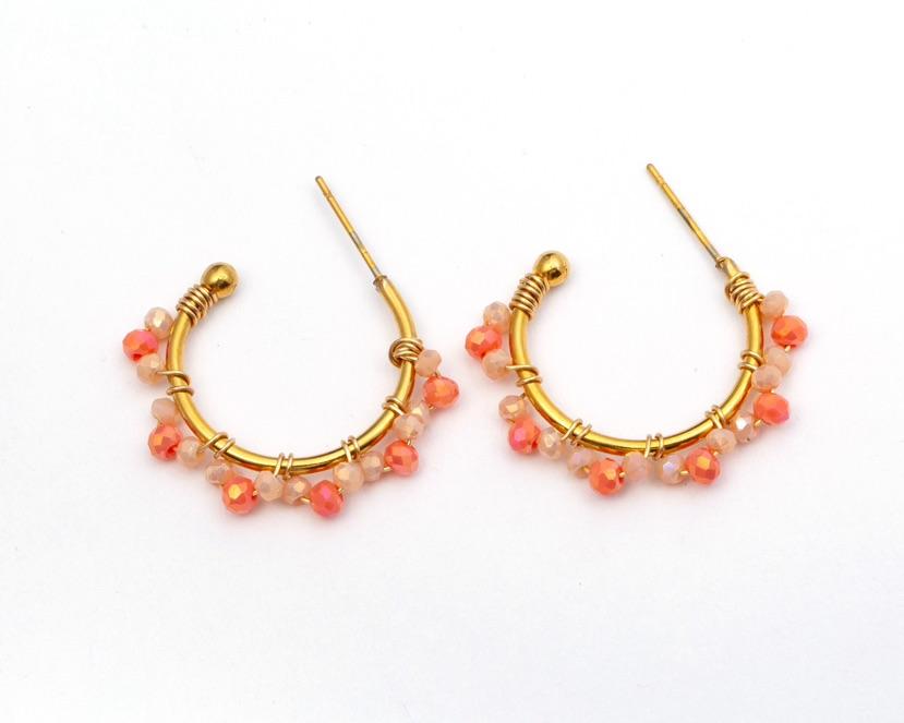 Statement Ohrringe - Chreolen Ohrstecker rosa/gold