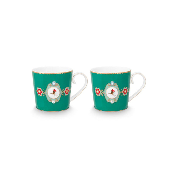 Tassen klein 2er-Set LOVE BIRDS MEDALLION GREEN