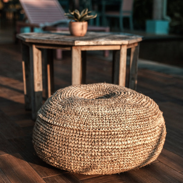 Handgefertigter Sitzsack TELU - Boho Deko Hocker - Pouf - Bodenkissen - Sitzhocker - Fußhocker