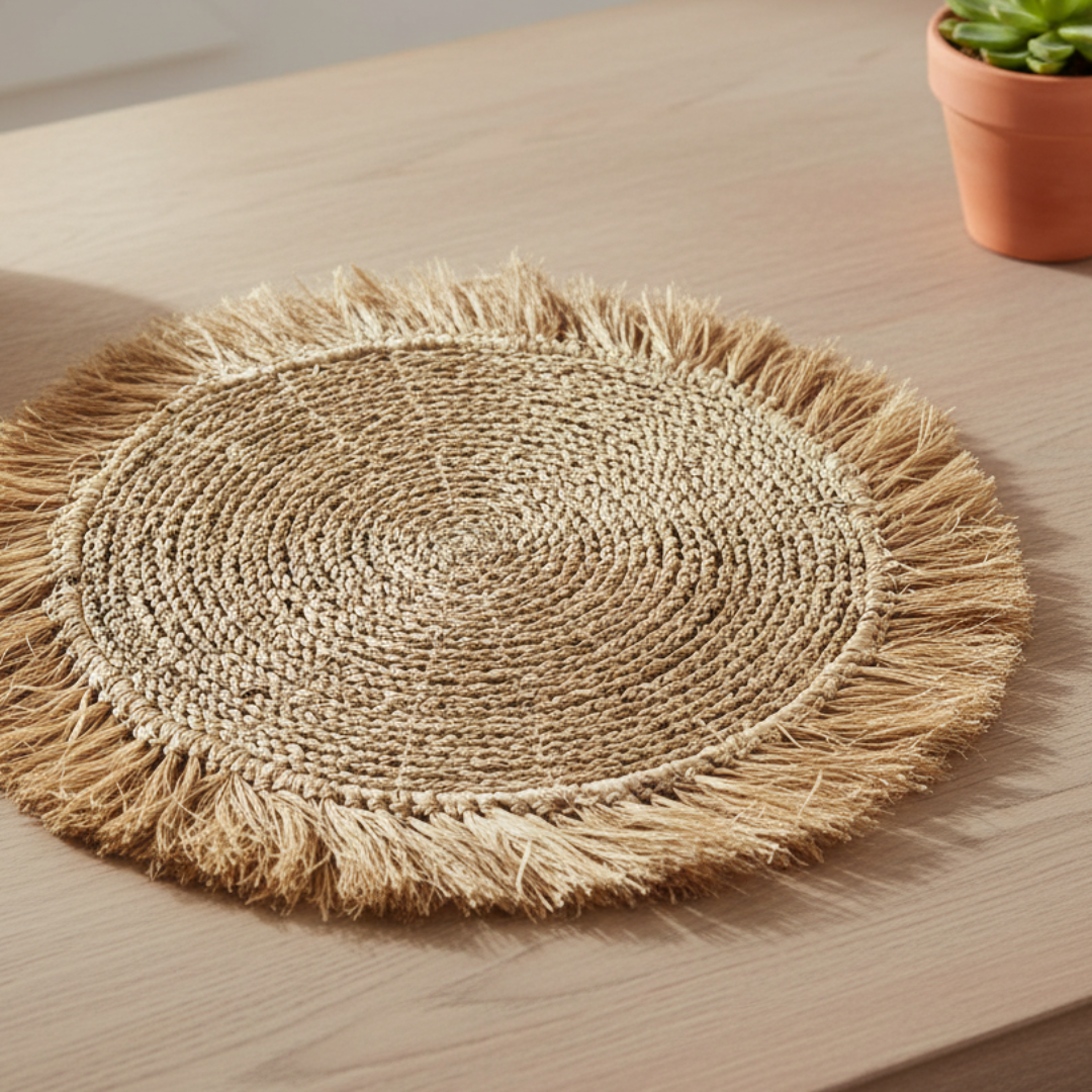 SEAGRASS RAFFIA Platzset mit Fransen - Tischset - Dekomatte